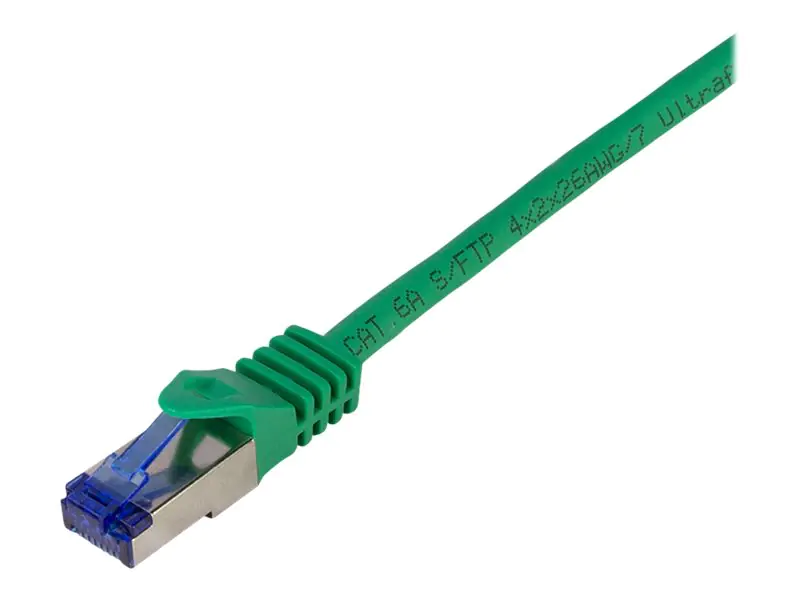 LogiLink Professional Ultraflex - Patch-Kabel - RJ-45 (M) zu RJ-45 (M) - 3 m - 6 mm - S/FTP - CAT 7 (Kabel) / CAT 6a (Anschlüsse) - halogenfrei, geformt, ohne Haken - grün, RAL 6024