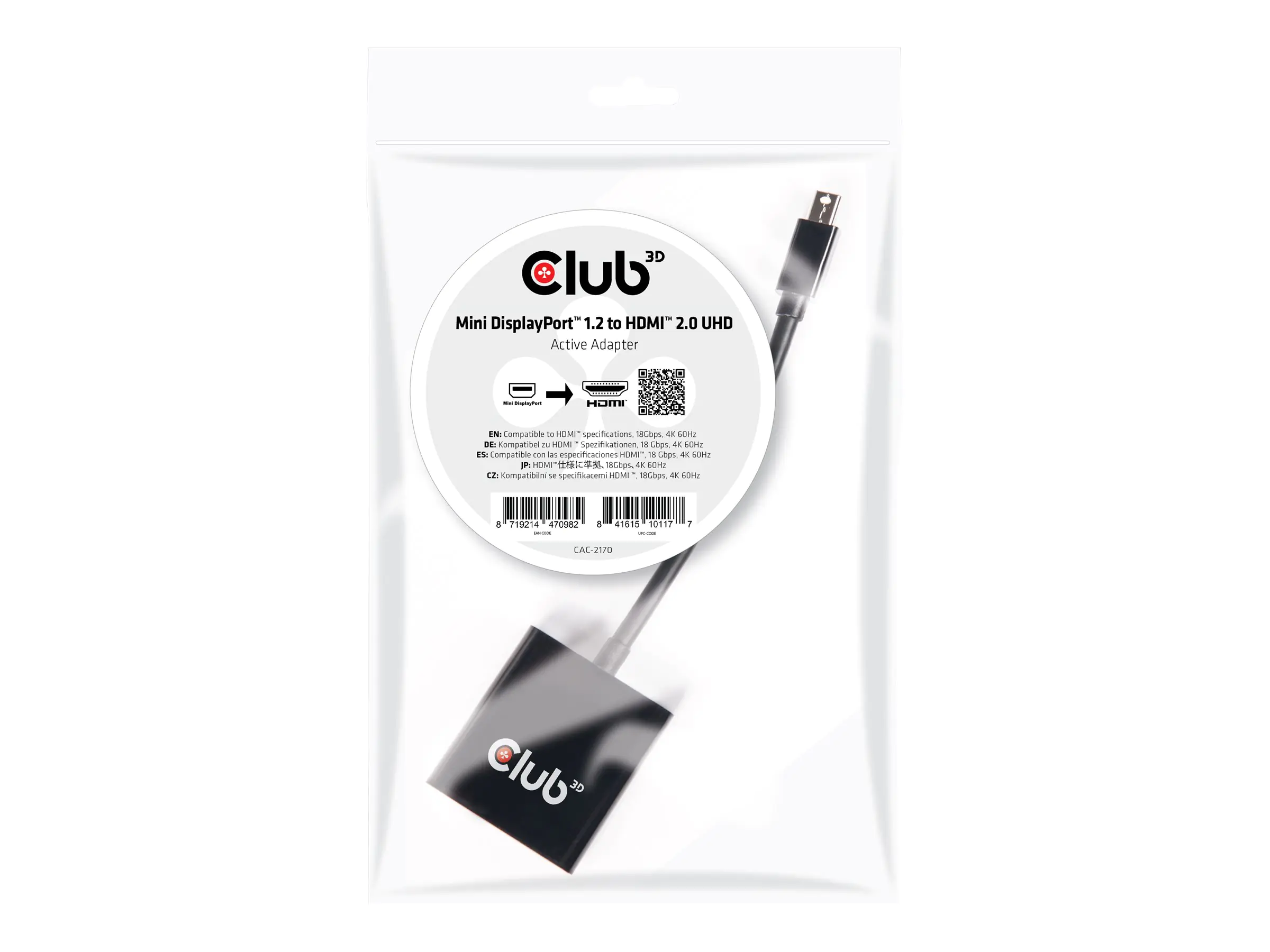 Club 3D - Video- / Audio-Adapter - Mini DisplayPort (M) bis HDMI (W) - 20.3 cm - 4K Unterstützung