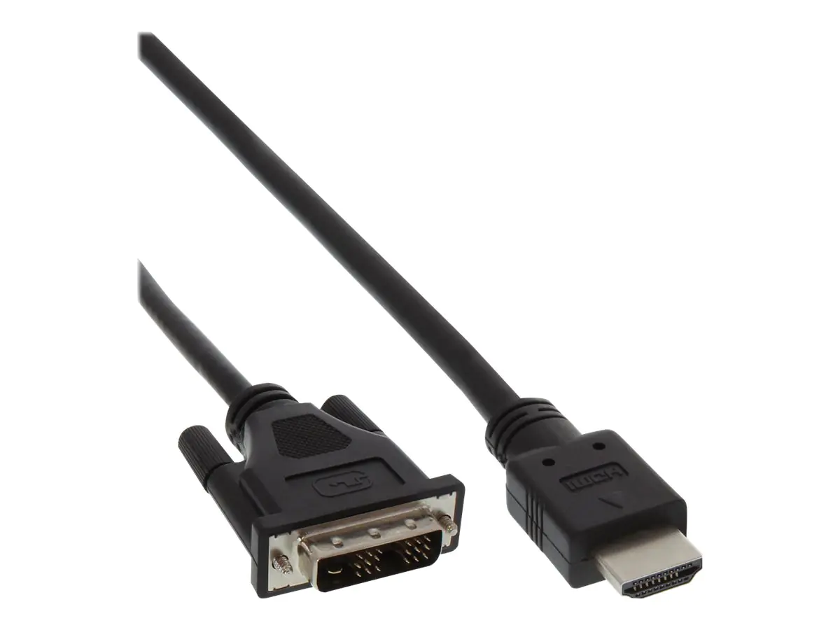 InLine - Adapterkabel - DVI-D männlich zu HDMI männlich - 1.5 m - Schwarz - Daumenschrauben