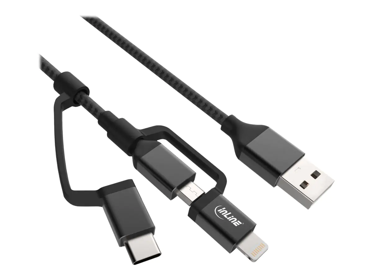 InLine 3-in-1 - USB-Kabel - USB (M) zu Micro-USB Typ B (M) - USB 2.0 - 1.5 m - Schwarz
