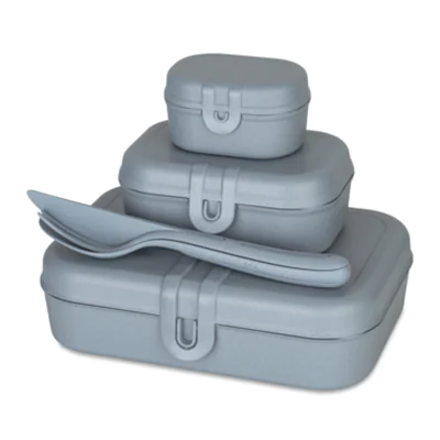 Koziol Lunchbox PASCAL READY 16,6 x 6,2 x 23,2 cm (B x H x L) 4-teiliges Lunchbox-Set inkl. Besteck TPE Kunststoff nature flower blue Koziol Lunchbox PASCAL READY 16,6 x 6,2 x 23,2 cm (B x H x L) 4-teiliges Lunchbox-Set inkl. Besteck TPE Kunststoff nature flower blue