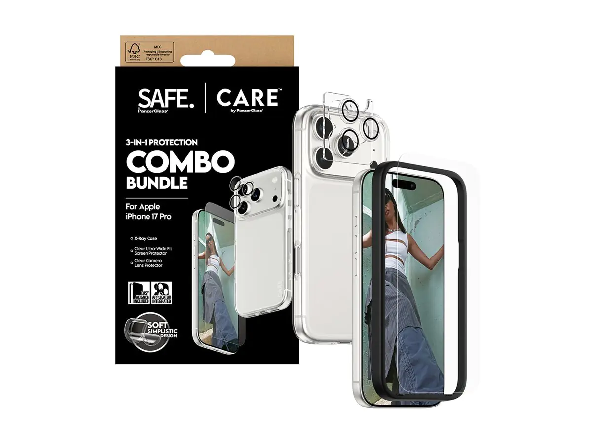 PanzerGlass SAFE. CARE 3-in-1 Fashionable Combo Bundle iPhone 17 Pro