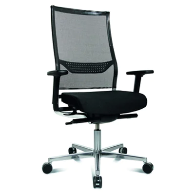 TOPSTAR Bürodrehstuhl New Aluart 42-52cm Synchronmechanik Rolle hart gebremst (für Teppichboden) Aluminium, poliert schwarz