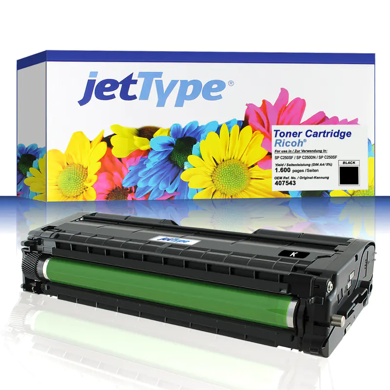 jetType Toner kompatibel zu Ricoh 407543 Schwarz 1.600 Seiten 1 Stück