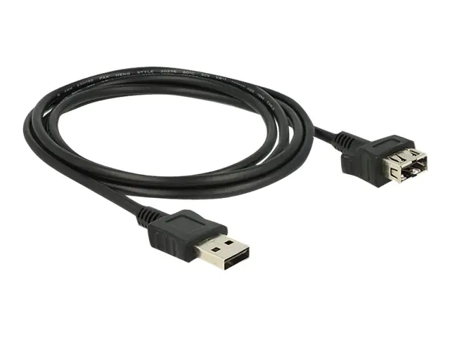 Delock EasyUSB ShapeCable - USB-Verlängerungskabel - USB (W) bis USB (M) - USB 2.0 - 2 m - umkehrbare Stecker - Schwarz