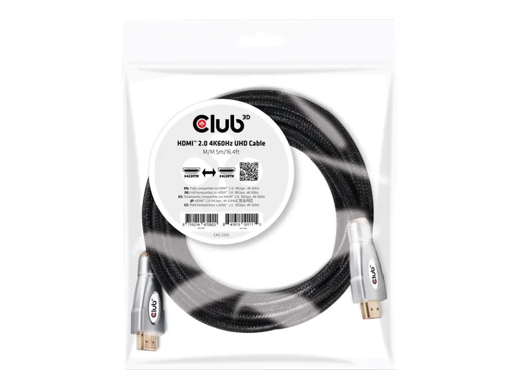 Club 3D CAC-2312 - HDMI mit Ethernetkabel - HDMI (M) bis HDMI (M) - 5 m - 4K Unterstützung