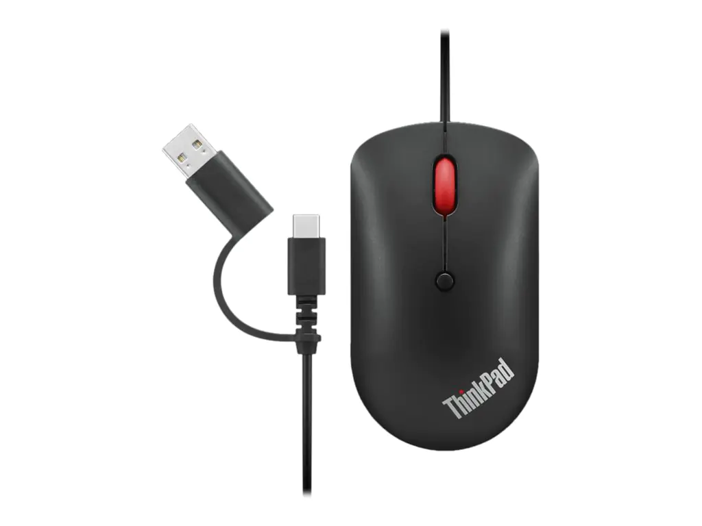 Lenovo ThinkPad Compact - Maus - rechts- und linkshändig - optisch - 4 Tasten - kabelgebunden - USB, USB-C - Raven Black - OEM Lenovo ThinkPad Compact - Maus - rechts- und linkshändig - optisch - 4 Tasten - kabelgebunden - USB, USB-C - Raven Black - OEM