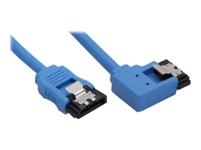 InLine - SATA-Kabel - Serial ATA 150/300/600 - SATA zu SATA - 50 cm - 90° Stecker, links-gewinkelter Stecker, rund - Blau