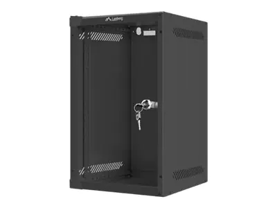 Lanberg Schrank Netzwerkschrank - geeignet für Wandmontage - RAL 9004, Schwarz - 9U - 25.4 cm