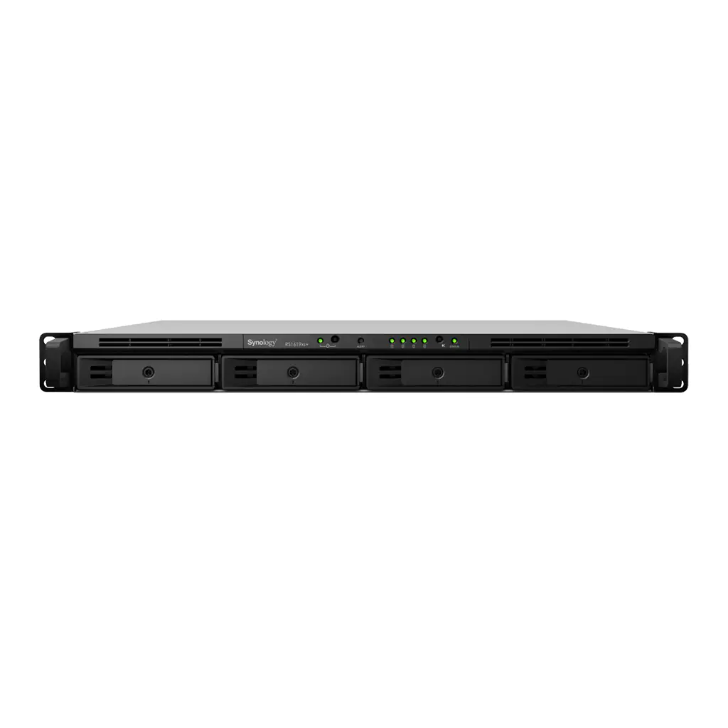 Synology RackStation RS1619xs+ - NAS-Server - 4 Schächte - Rack - einbaufähig - SATA 6Gb/s - RAID RAID 0, 1, 5, 6, 10, JBOD, RAID F1 - RAM 8 GB - Gigabit Ethernet - iSCSI Support - 1U