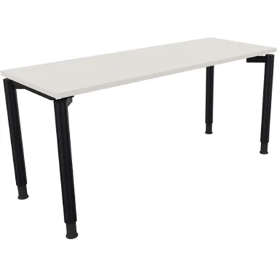 Schreibtisch Vierfuß Quadratrohr B1600xT600xH680-820 an/Lichtgrau