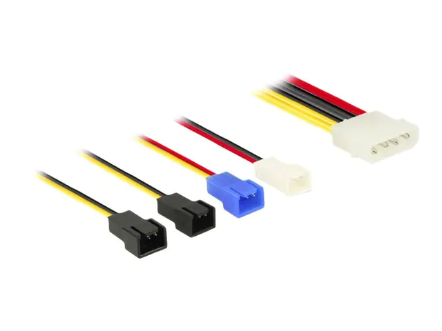 Delock Molex 4 pin > 4 x 2 pin fan (12 V / 7 V / 5 V) - Netzkabel für Lüfter - interne Stromversorgung, 4-polig (M) zu Molex, 2-polig - 20 cm