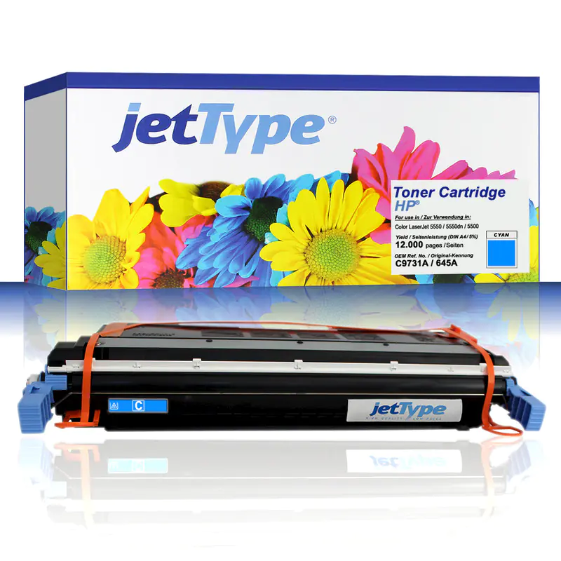jetType Toner kompatibel zu HP C9731A 645A cyan 12.000 Seiten 1 Stück jetType Toner kompatibel zu HP C9731A 645A cyan 12.000 Seiten 1 Stück