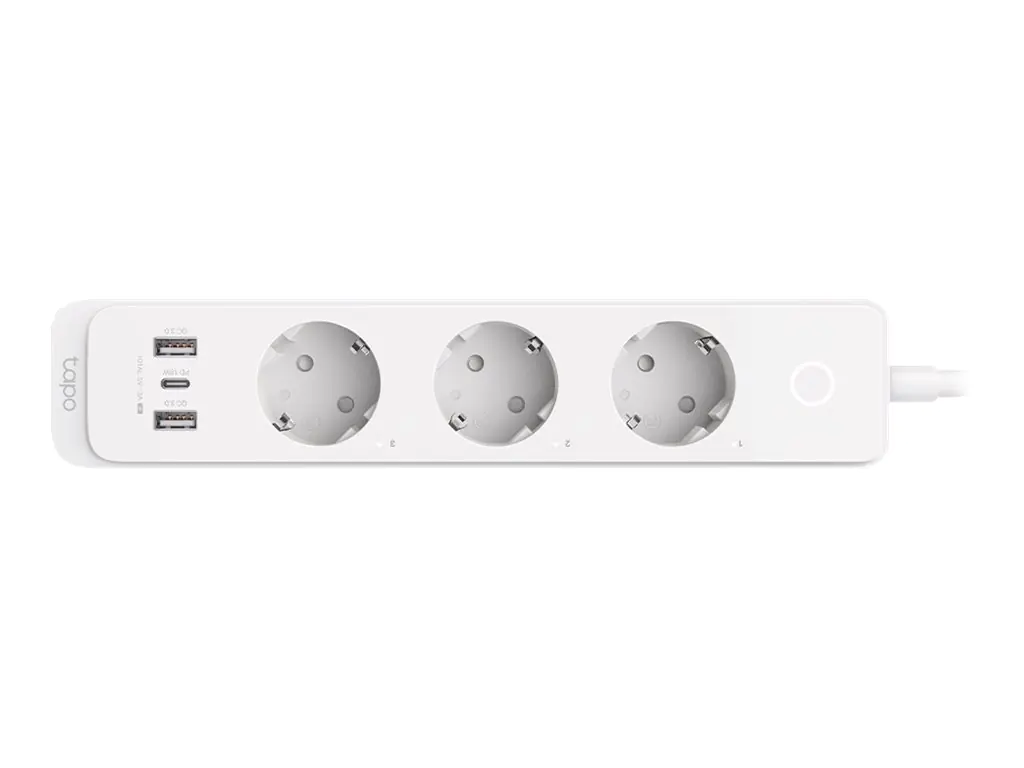 Tapo P300 V1 - Smart Power-Steckdosenleiste - Wechselstrom 220-240 V - 2300 Watt - Wi-Fi - Eingabe, Eingang Stromversorgung - Ausgangsanschlüsse: 6 (2 x USB, 24 pin USB-C, 3 x Stromversorgung) Tapo P300 V1 - Smart Power-Steckdosenleiste - Wechselstrom 220-240 V - 2300 Watt - Wi-Fi - Eingabe, Eingang Stromversorgung - Ausgangsanschlüsse: 6 (2 x USB, 24 pin USB-C, 3 x Stromversorgung)