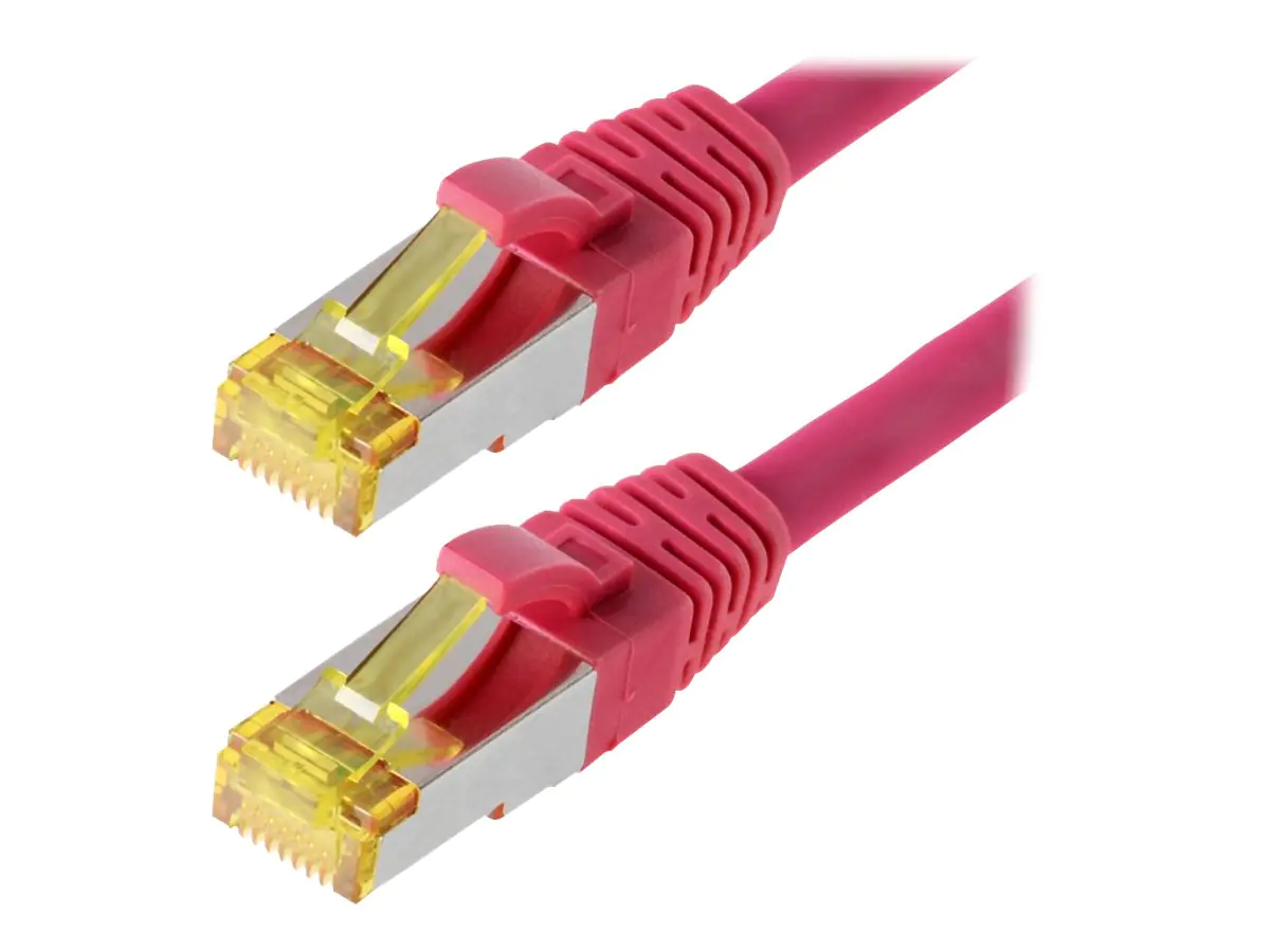 Helos - Patch-Kabel - RJ-45 (M) bis RJ-45 (M) - 3 m - SFTP, PiMF - CAT 6a - halogenfrei, ohne Haken - Magenta