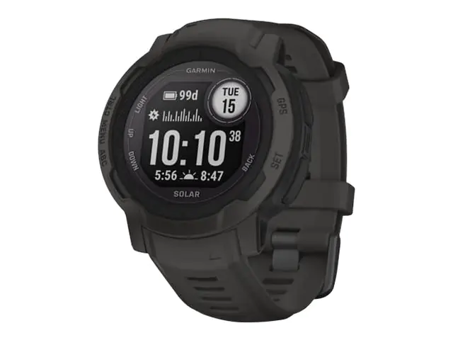 Garmin Instinct 2 Solar - 45 mm - Carbon-Schwarz - Sportuhr mit Band - Silikon - Handgelenkgröße: 135-230 mm - einfarbig - 32 MB - Bluetooth, ANT+ - 53 g