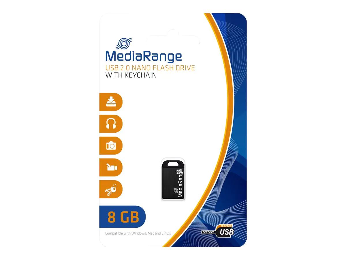 MediaRange Nano - USB-Flash-Laufwerk - 8 GB - USB 2.0 - Schwarz