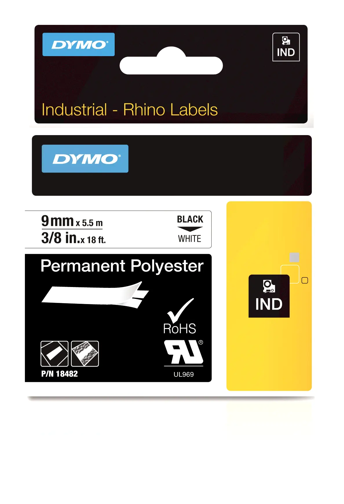 DYMO Rhino - Polyester - Schwarz auf Weiß - Rolle (0,9 cm x 5,5 m) 1 Kassette(n) Permanentband - für Rhino 4200, 6000, 6000 Hard Case Kit DYMO Rhino - Polyester - Schwarz auf Weiß - Rolle (0,9 cm x 5,5 m) 1 Kassette(n) Permanentband - für Rhino 4200, 6000, 6000 Hard Case Kit