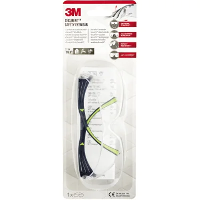 3M Schutzbrille SecureFitT400 19g Polycarbonat Kunststoff glasklar