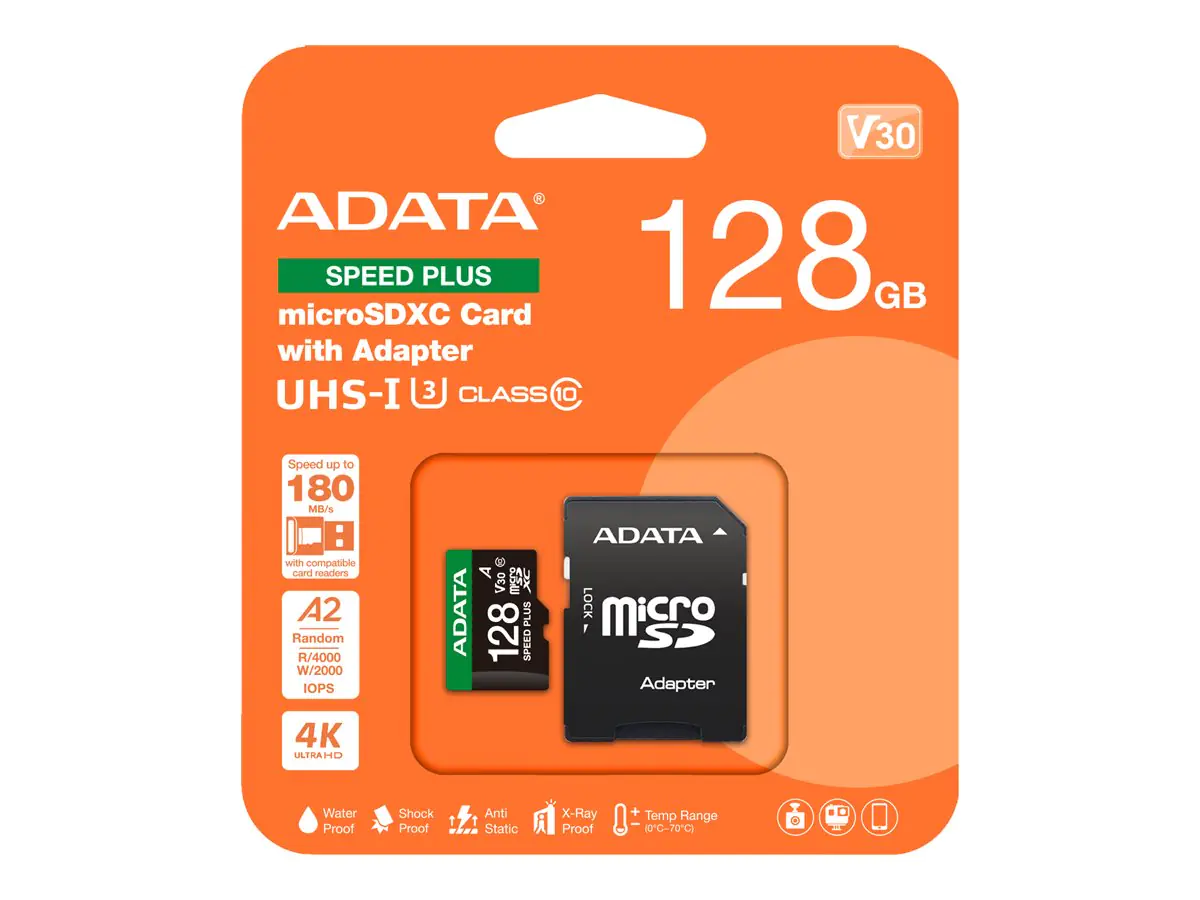 ADATA SPEED PLUS microSDXC 128 GB (UHS-I U3, Class 10, V30, A2)