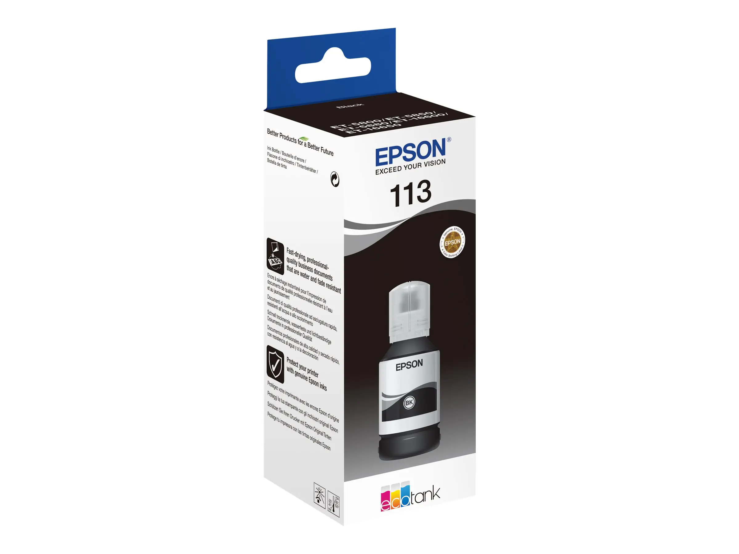 Epson EcoTank 113 - 127 ml - Schwarz - original - Nachfülltinte - für EcoTank ET-16150, 5150, 5170, 5880, M16600; EcoTank Pro ET-16680, 5150, 5170, M16680 Epson EcoTank 113 - 127 ml - Schwarz - original - Nachfülltinte - für EcoTank ET-16150, 5150, 5170, 5880, M16600; EcoTank Pro ET-16680, 5150, 5170, M16680