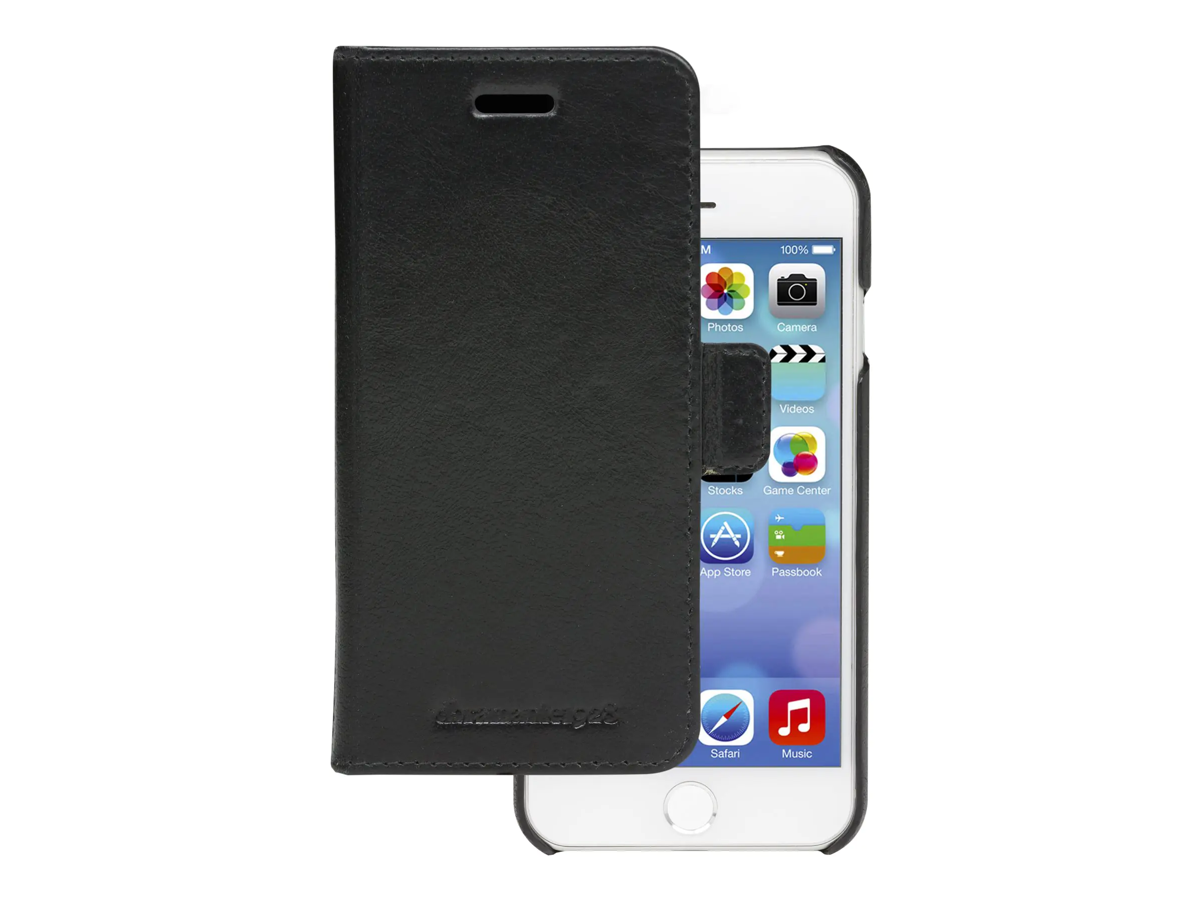 dbramante1928 Lynge - Flip-Hülle für Mobiltelefon - genarbtes Leder - Schwarz - für Apple iPhone 6, 6s, 7, 8, SE (2. Generation)