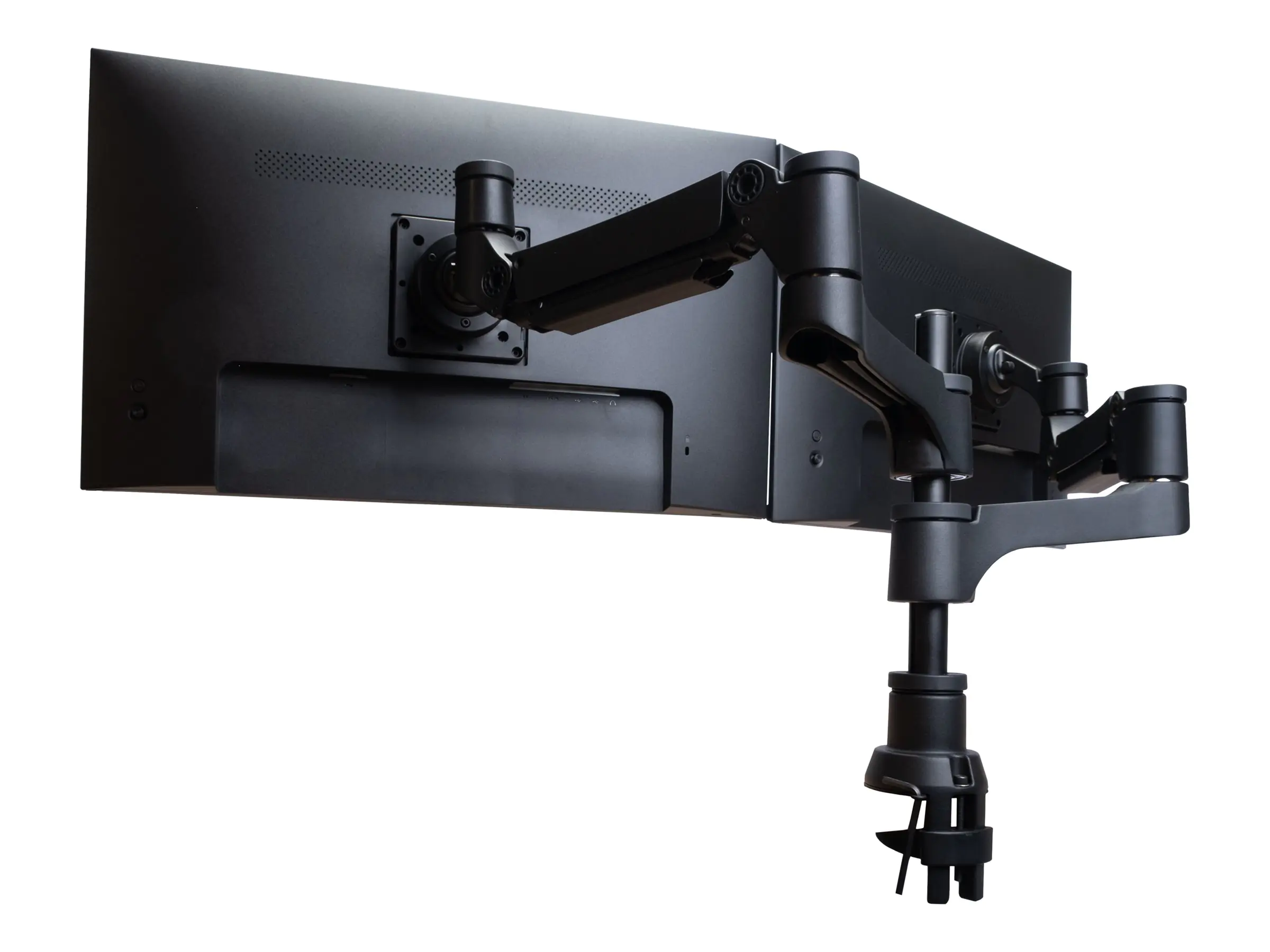 R-Go Doppelter Monitorarm Caparo - Befestigungskit (einstellbarer Monitorarm) - für 2 LCD-Displays - Aluminium - mattsilber - Bildschirmgröße: bis zu 2 x 81,3 cm (bis zu 2 x 32") - Tischmontage