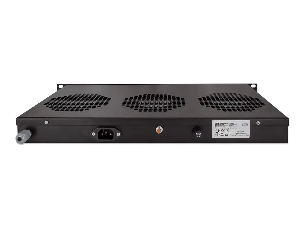 IC Intracom Intellinet Kühleinheit mit 3 Lüftern für 19" Schränke, Zur Montage auf den Profilschienen, 1 HE, schwarz - Rack-Lüftereinsatz - mit 3 Ventilatoren - Wechselstrom 220/240 V - Schwarz, RAL 9005 - 1U - 48.3 cm (19") 712668