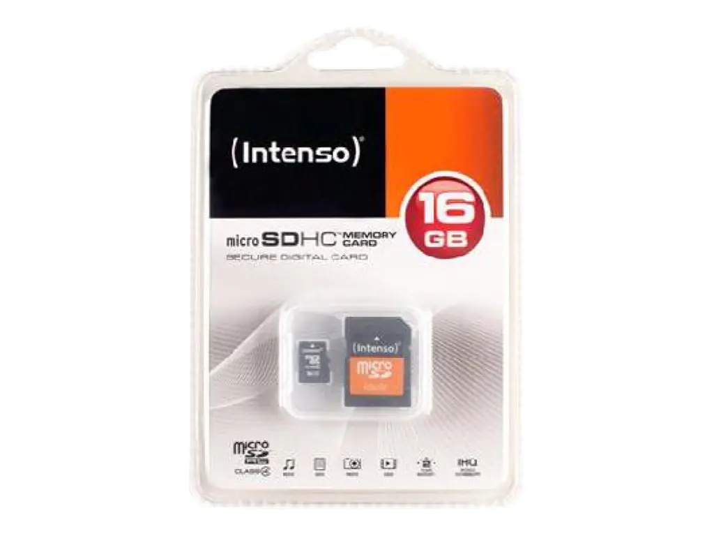 Intenso - Flash-Speicherkarte (microSDHC/SD-Adapter inbegriffen) - 16 GB - Class 4 - 140x/34x - microSDHC