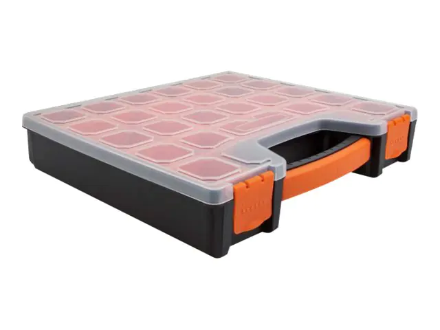 Delock - Werkzeugkiste - 14 Fächer - Kunststoff - Schwarz, orange