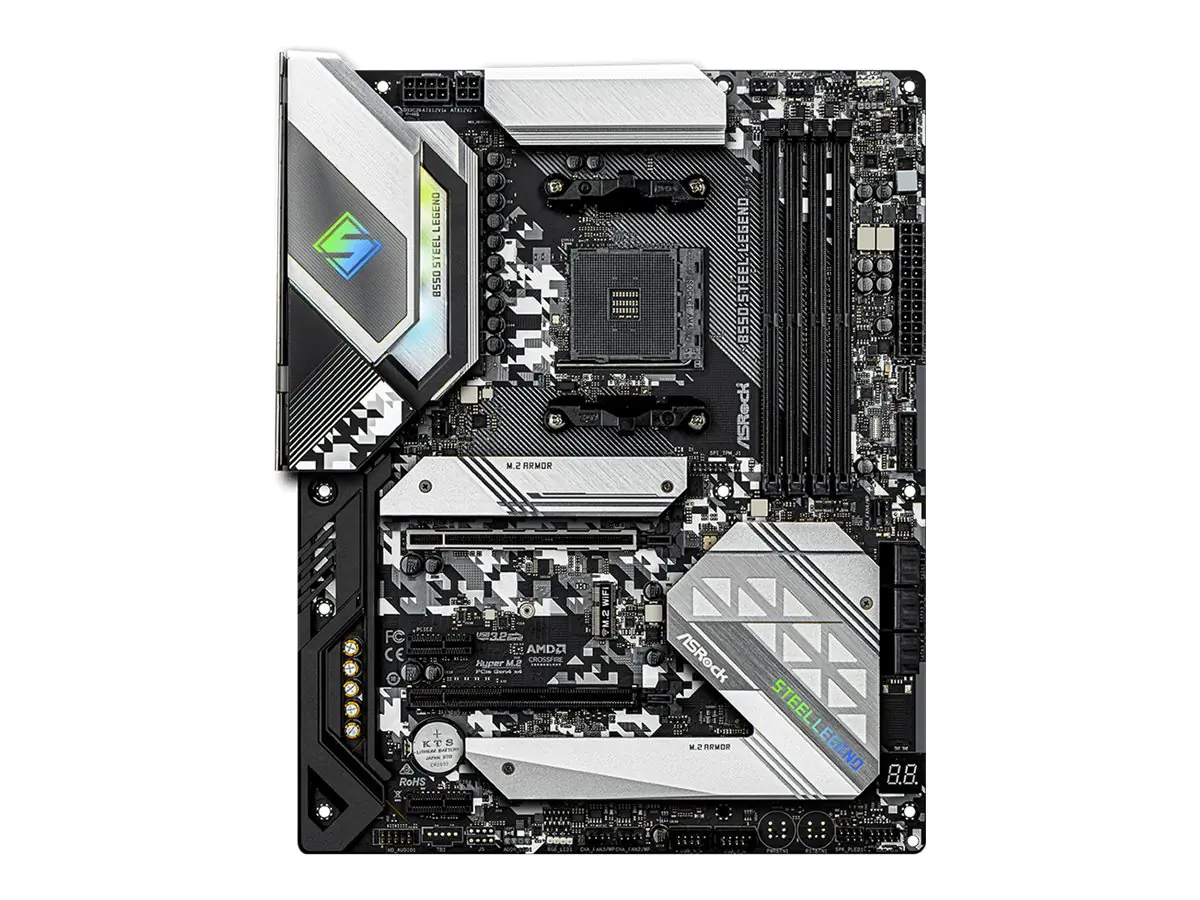 ASRock B550 Steel Legend - Motherboard - ATX - Socket AM4 - AMD B550 Chipsatz - USB-C Gen2, USB-C Gen1, USB 3.2 Gen 1, USB 3.2 Gen 2 - 2.5 Gigabit LAN - Onboard-Grafik (CPU erforderlich) - HD Audio (8-Kanal)