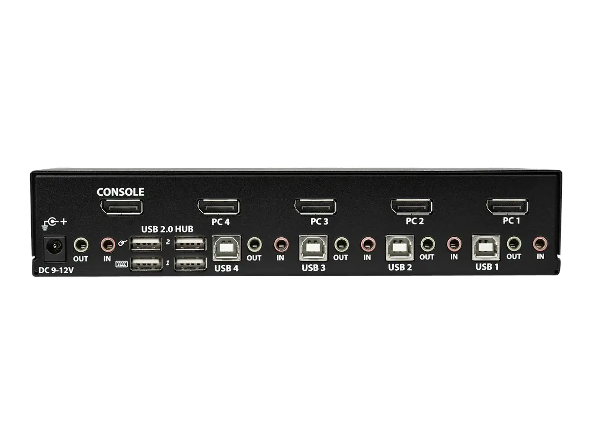 StarTech 4 Port DisplayPort KVM Switch - DisplayPort 1.2 KVM - 4K 60Hz - DisplayPort Switch - DisplayPort Umschaltbox - USB KVM Switch - KVM-/Audio-Switch - 4 x KVM/Audio - 1 lokaler Benutzer - Desktop - AC 100 - 240 V
