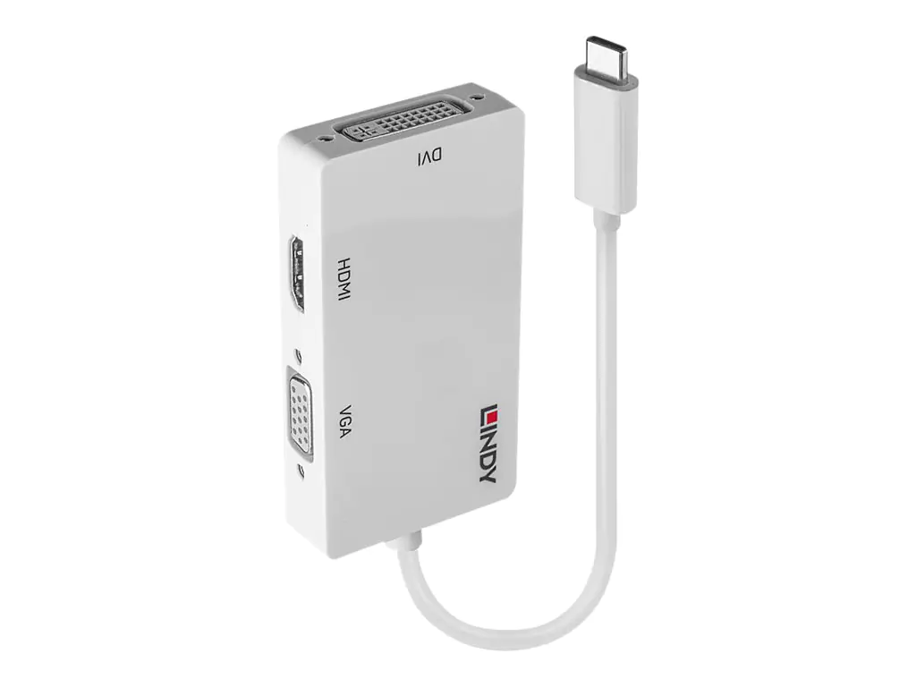 Lindy - Externer Videoadapter - VL100 - USB-C 3.1 - DVI, HDMI, VGA - weiß