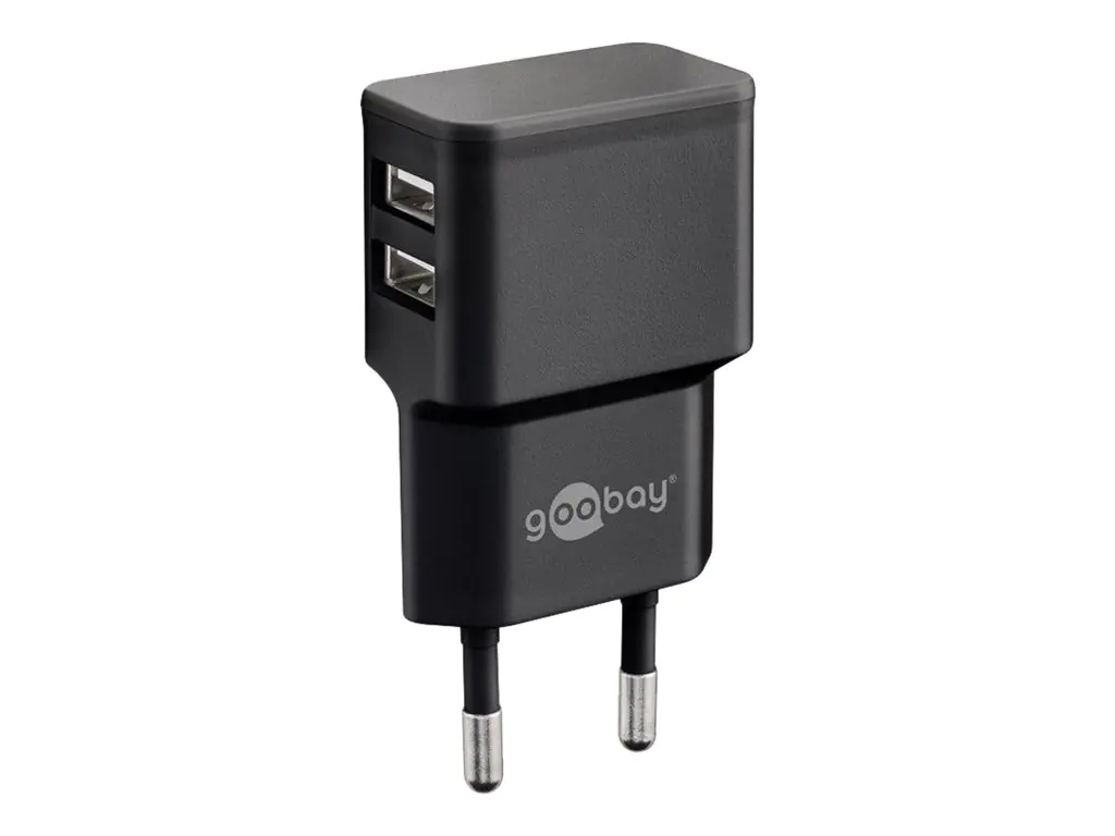 goobay Dual USB charger - Netzteil - 12 Watt - 2.4 A - 2 Ausgabeanschlussstellen (USB) - Schwarz goobay Dual USB charger - Netzteil - 12 Watt - 2.4 A - 2 Ausgabeanschlussstellen (USB) - Schwarz