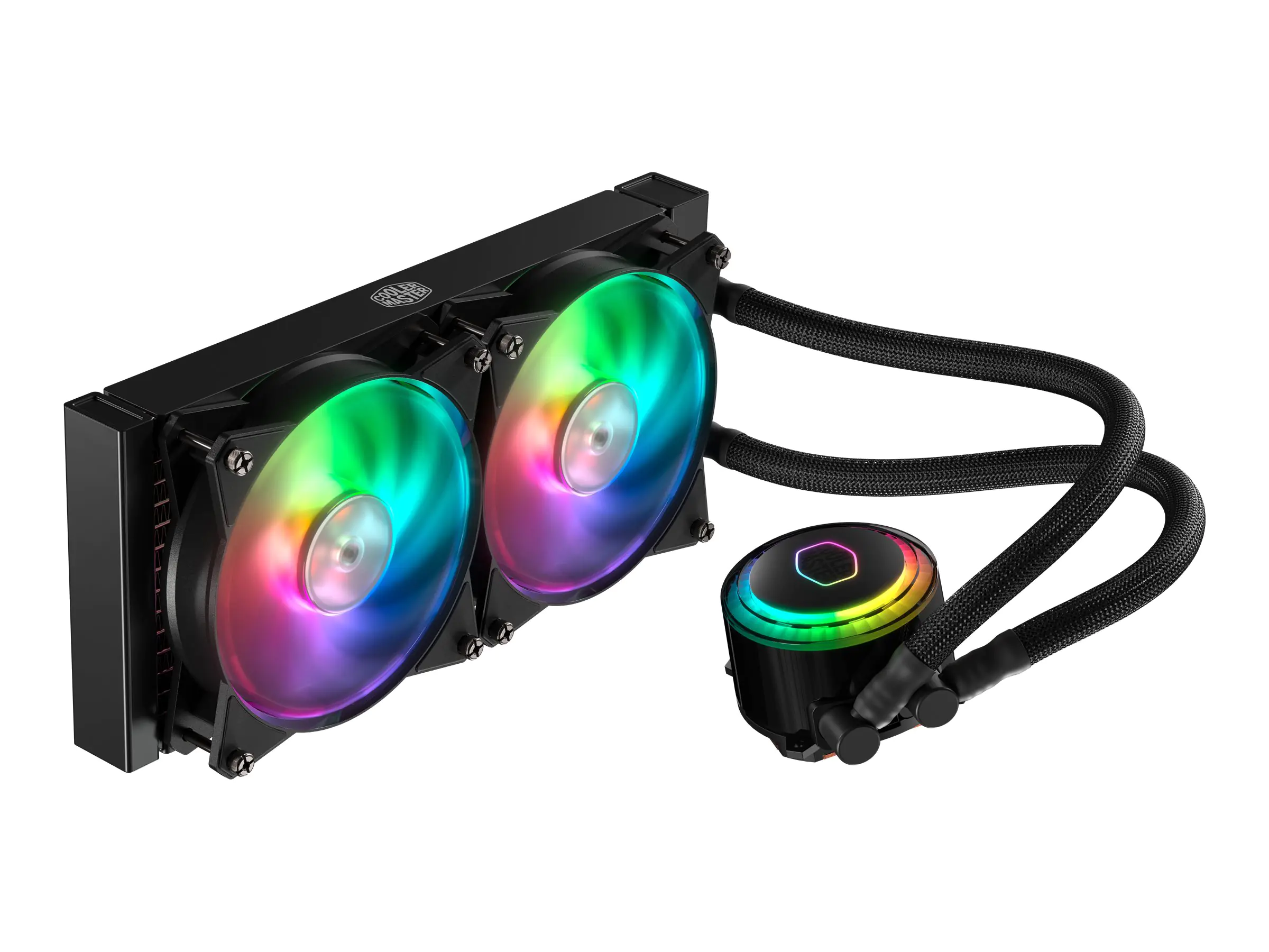 CoolerMaster MasterLiquid ML240R RGB - Prozessor-Flüssigkeitskühlsystem - (für: LGA775, LGA1156, AM2, AM2+, LGA1366, AM3, LGA1155, AM3+, LGA2011, FM1, FM2, LGA1150, FM2+, LGA2011-3, LGA1151, AM4, LGA2066, LGA1200) - Aluminium - 120 mm