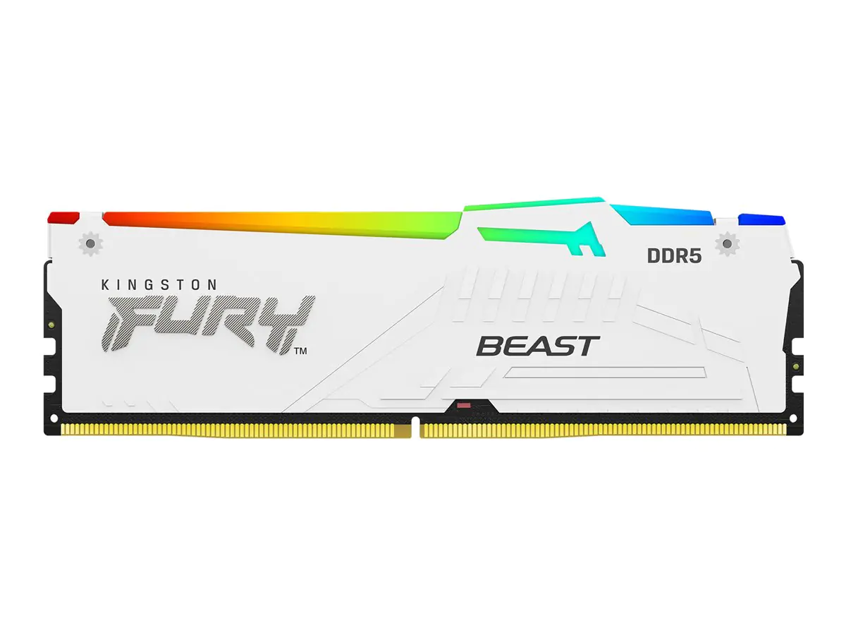 Kingston FURY Beast RGB - DDR5 - Modul - 32 GB - DIMM 288-PIN - 6000 MHz / PC5-48000 - CL36 - 1.35 V - ungepuffert - on-die ECC - weiß