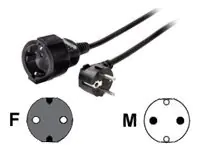 Hama Profi - Spannungsversorgungs-Verlängerungskabel - CEE 7/7 (W) zu CEE 7/7 (M) - 5 m - geformt - Schwarz