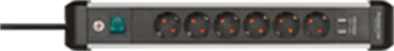 Brennenstuhl 1391030610, 3 m, Indoor, Abgewinkelt, IP20, Schwarz, Silber, 6 AC-Ausgänge