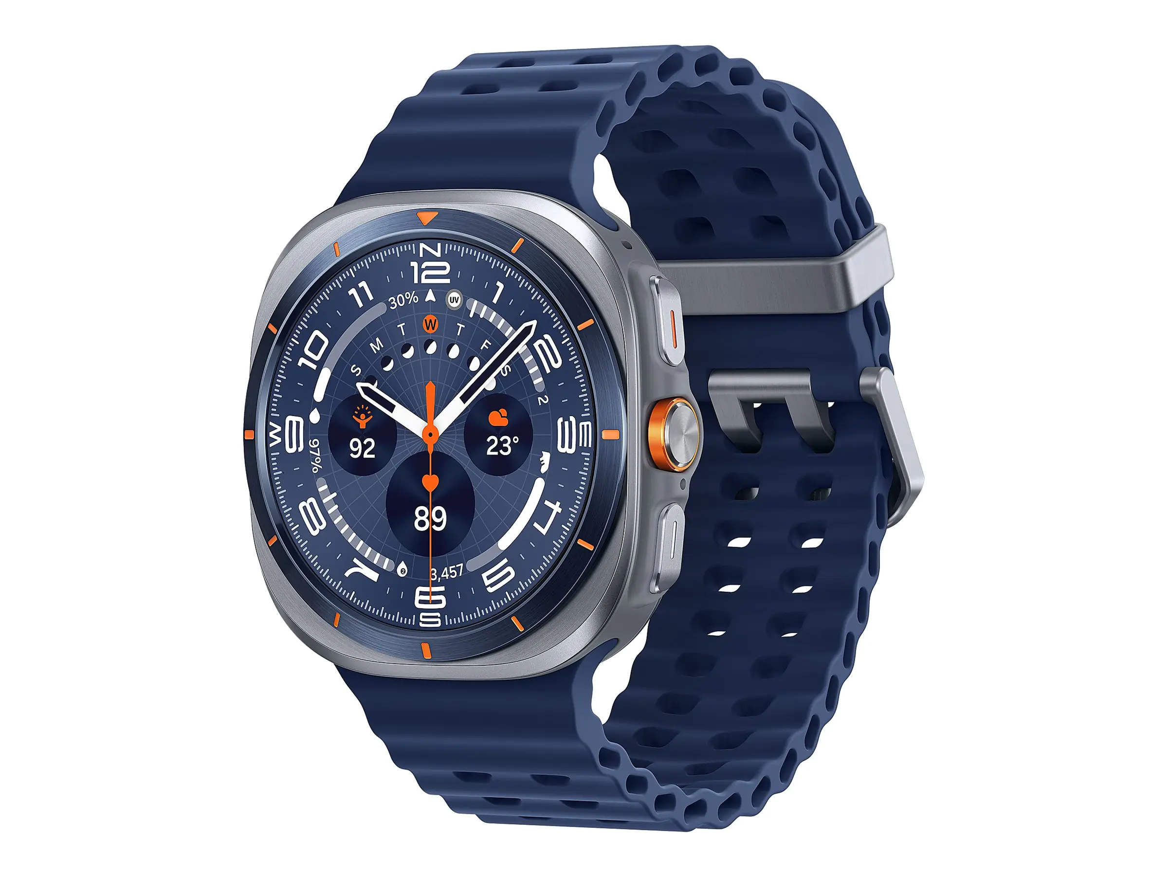 Samsung Galaxy Watch Ultra - 47 mm - Titanium Blue - intelligente Uhr mit Marineband - Gummi -
