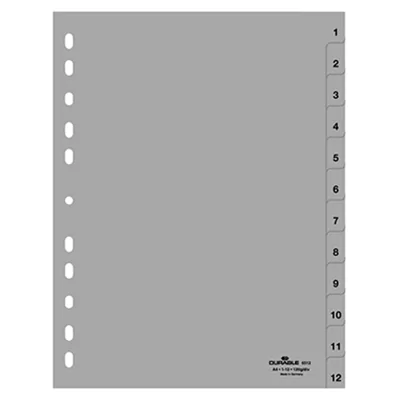 DURABLE Ordnerregister 651210 für A4 1-12 12tlg geprägte Taben DURABLE Ordnerregister 651210 für A4 1-12 12tlg geprägte Taben