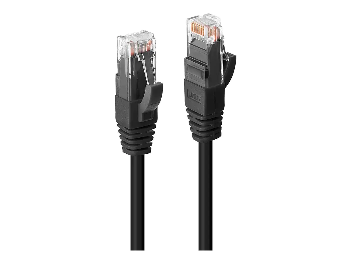 Lindy Premium - Patch-Kabel - RJ-45 (M) zu RJ-45 (M) - 30 cm - UTP - CAT 6 - halogenfrei, ohne Haken - Schwarz
