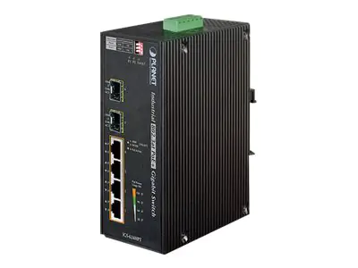 PLANET IGS-624HPT - Switch - 4 x 10/100/1000 (PoE+) + 2 x Gigabit SFP - an DIN-Schiene montierbar, wandmontierbar - PoE+ (120 W) - Gleichstrom