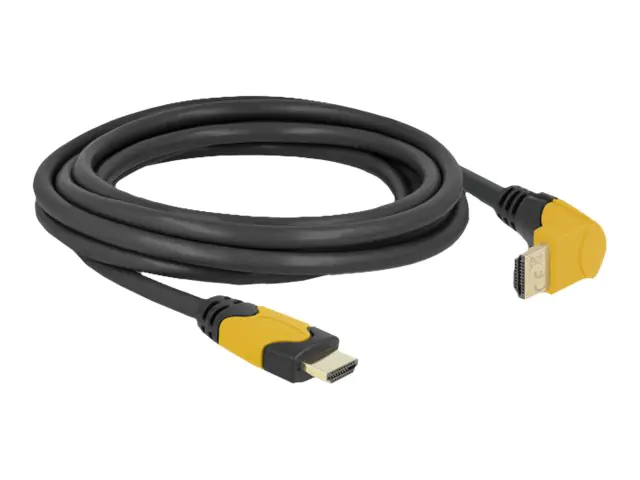 Delock - High Speed - HDMI-Kabel - HDMI männlich gerade zu HDMI männlich nach oben angewinkelt - 3 m - Schwarz - Dolby DTS-HD Master Audio-Unterstützung, Dolby TrueHD-Unterstützung, unterstützt 21:9 Kinoformat, unterstützt 8K 60 Hz (7680 x 4320)