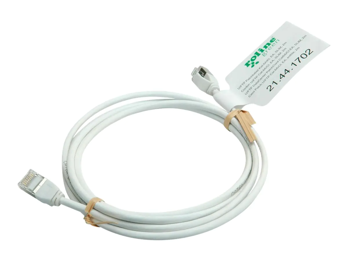 Roline Green - Patch-Kabel - RJ-45 (M) zu RJ-45 (M) - 2 m - U/FTP - CAT 6a - halogenfrei, geformt, ohne Haken, verseilt - weiß
