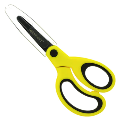 Westcott Bastelschere NEON Colour Kids 130mm inkl. transparente Klingenhülle Stahl gelb