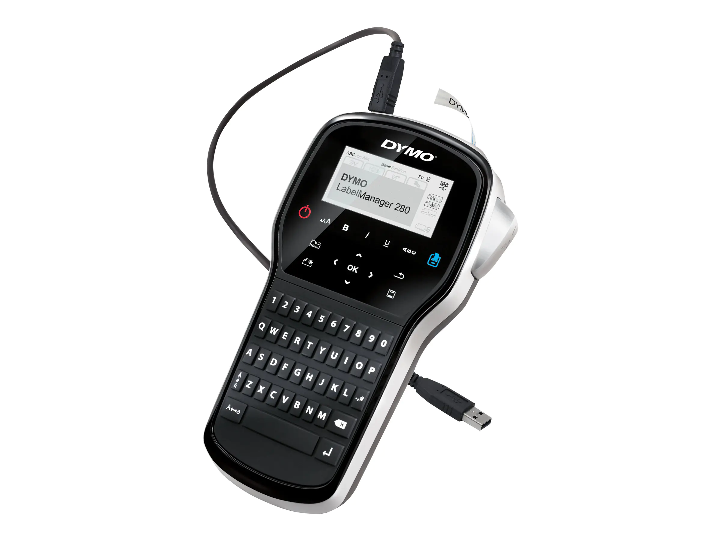 DYMO LabelMANAGER 280 - Beschriftungsgerät - s/w - Rolle (1,2 cm) - USB