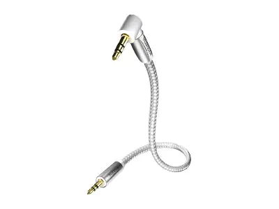 in-akustik Premium - Audiokabel - mini-phone stereo 3.5 mm männlich zu mini-phone stereo 3.5 mm männlich - 1.5 m - Doppelisolierung - weiß, Silber - 90° Stecker