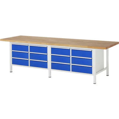 RAU Werkbank 8000 3.000 x 840-1.040 x 900 mm (B x H x T) enzianblau lichtgrau RAU Werkbank 8000 3.000 x 840-1.040 x 900 mm (B x H x T) enzianblau lichtgrau