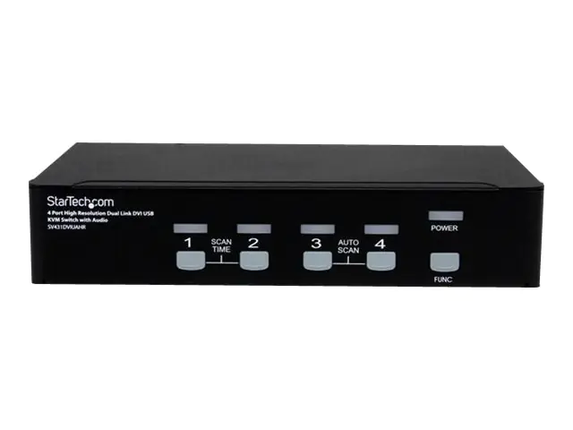 StarTech 4 Port Dual Link DVI USB KVM Switch mit Audio - Hochauflösender DVI KVM Desktop Umschalter - KVM-/Audio-/USB-Switch - 4 x KVM/Audio/USB - 1 lokaler Benutzer - Desktop - für P/N: DVID4N1USB10, DVID4N1USB15, DVID4N1USB6, SVA5N3NEUA, USBDVI4N1A10, U