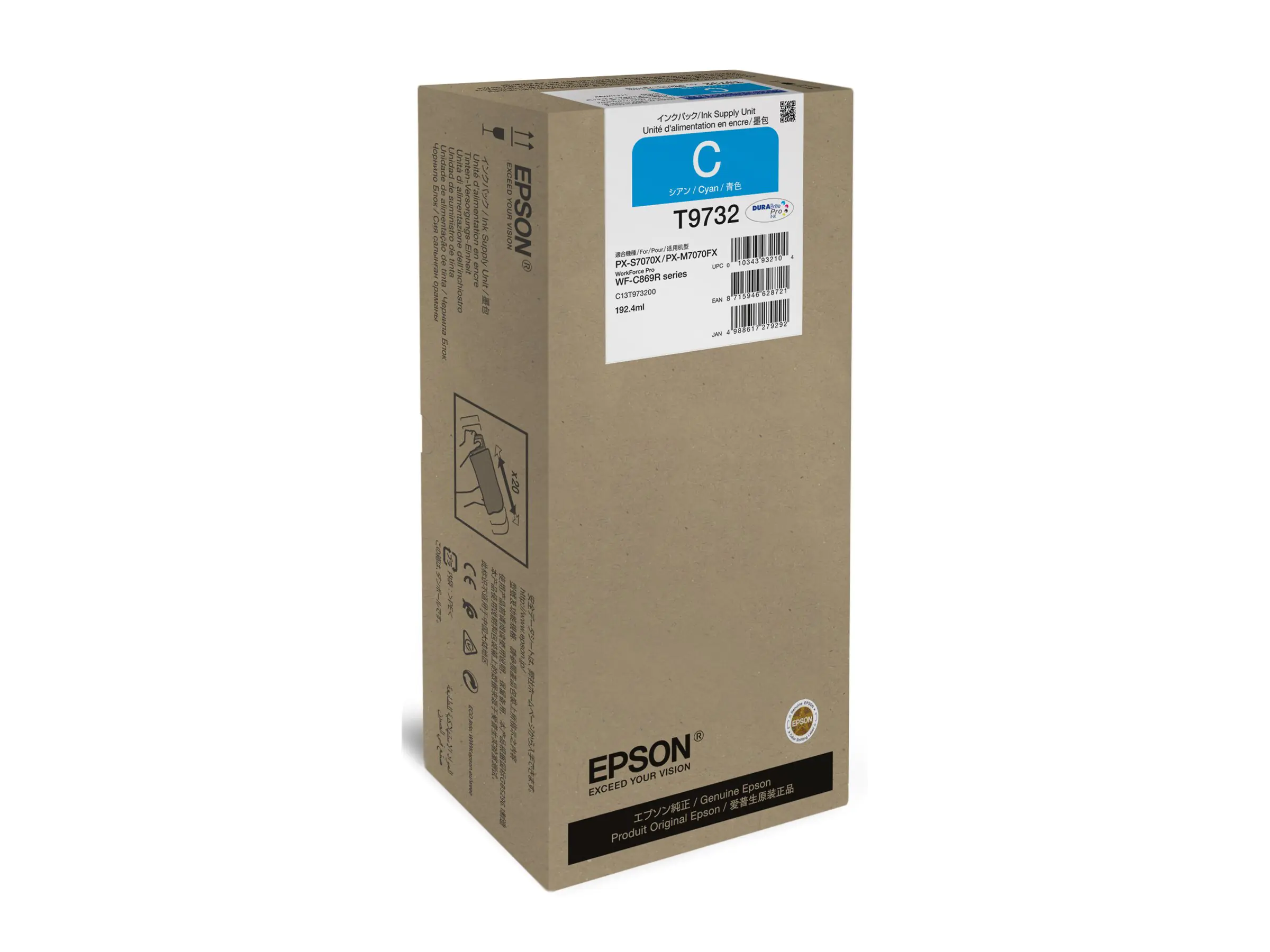 Epson T9732 - 192.4 ml - Größe XL - Cyan - original - Tinten-Packung